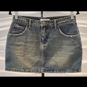 Carlos Miele Washed Blue Denim Mini Skirt